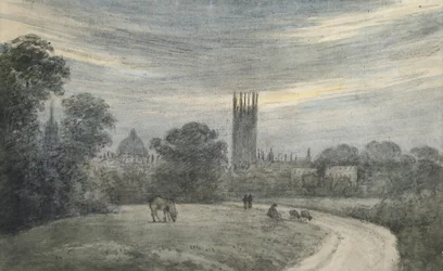 Vchod do Oxfordu z Londýna, ze vzpomínky, 16. července 1790 (akvarel přes grafit, na papíře)